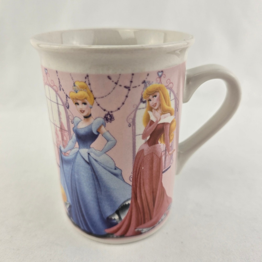 Disney Princess Pink Graphic Ceramic Coffee Mug Cinderella Aurora Belle